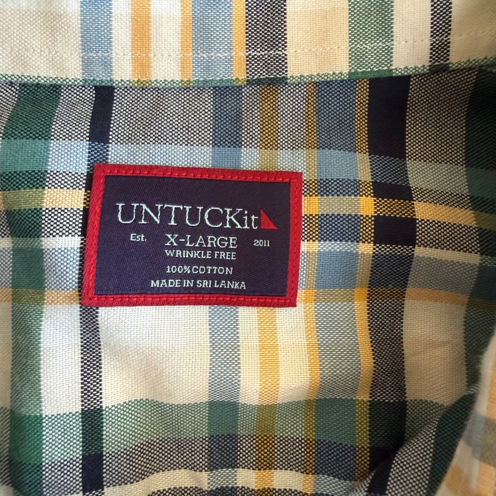 UNTUCKit Terrango-WF Plaid Button Down Shirt Mens XL Wrinkle Free Green 41357 - Picture 4 of 8